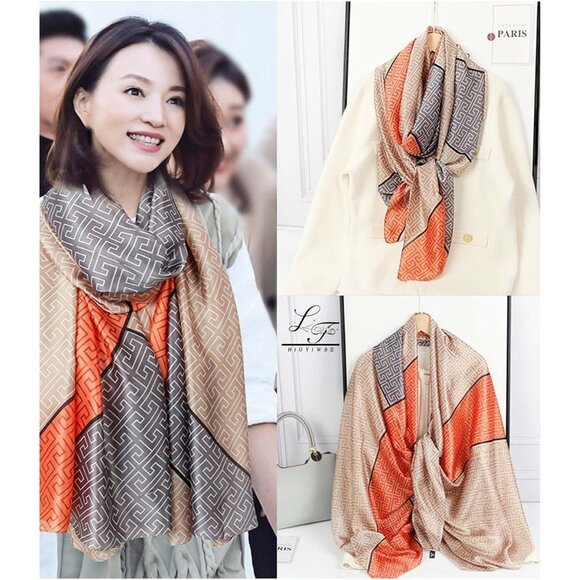 Women Silk Shawl Floral Pattern Lightweight Wrap Dress Accessory - Picture 5 of 6